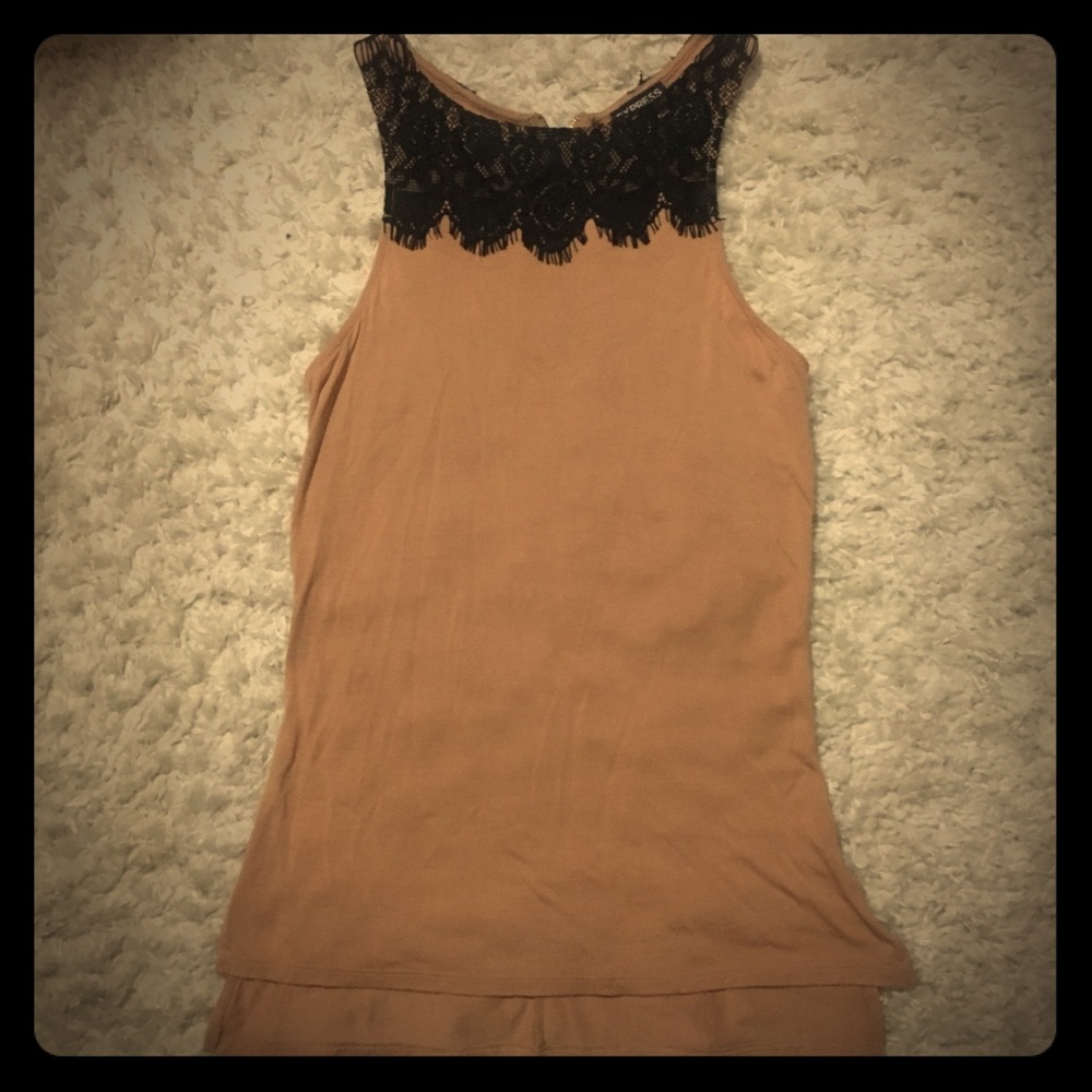 Camel Top with Lace Detail